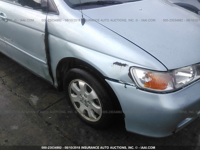 2HKRL18902H583067 - 2002 HONDA ODYSSEY EXL BLUE photo 6