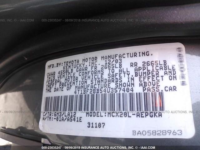 4T1BF28B54U357404 - 2004 TOYOTA AVALON XL/XLS BLUE photo 9