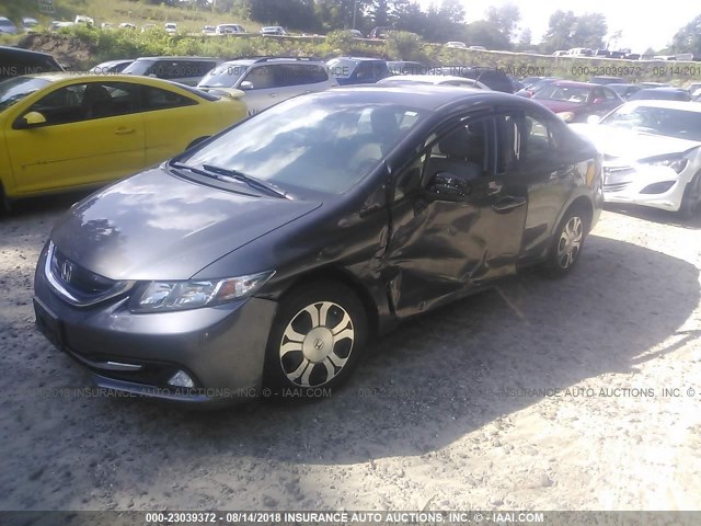 19XFB4F22FE001977 - 2015 HONDA CIVIC HYBRID GRAY photo 2