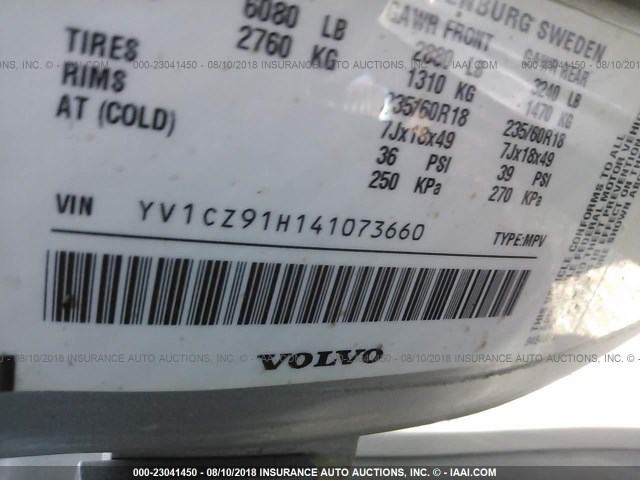 YV1CZ91H141073660 - 2004 VOLVO XC90 T6 SILVER photo 9