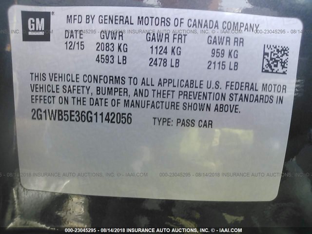 2G1WB5E36G1142056 - 2016 CHEVROLET IMPALA LIMITED LT GRAY photo 9