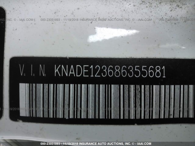 KNADE123686355681 - 2008 KIA RIO LX/SX WHITE photo 9