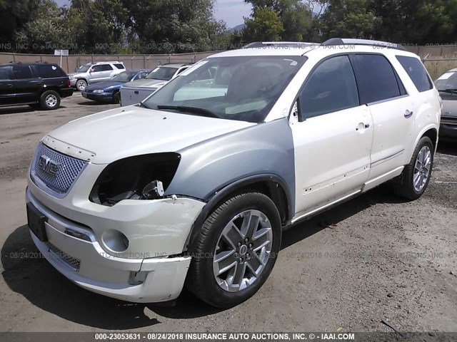 1GKKVTED2BJ416513 - 2011 GMC ACADIA DENALI WHITE photo 2