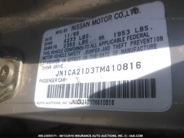 JN1CA21D3TM410816 - 1996 NISSAN MAXIMA GLE/GXE/SE GOLD photo 9