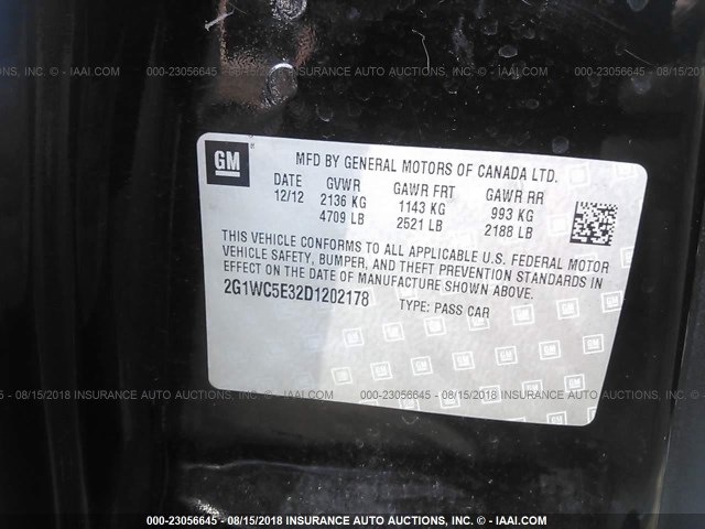 2G1WC5E32D1202178 - 2013 CHEVROLET IMPALA LTZ BLACK photo 9