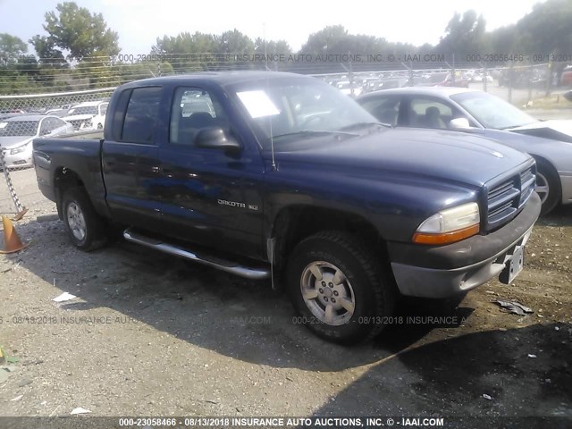 1B7HG48N62S614449 - 2002 DODGE DAKOTA QUAD SLT BLUE photo 1