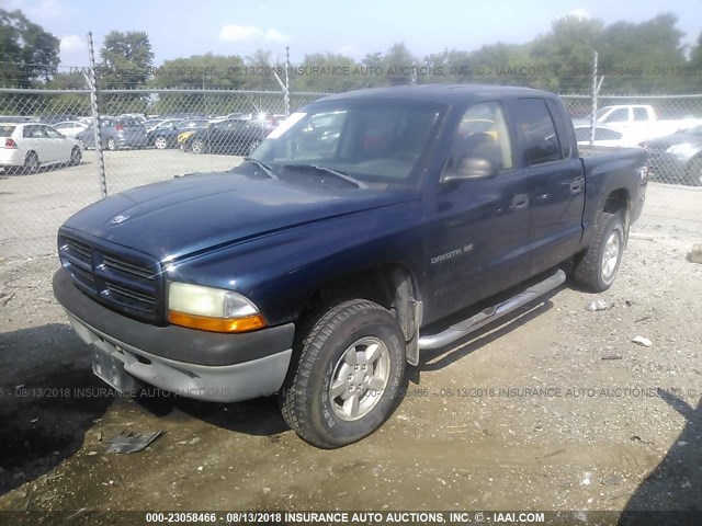 1B7HG48N62S614449 - 2002 DODGE DAKOTA QUAD SLT BLUE photo 2