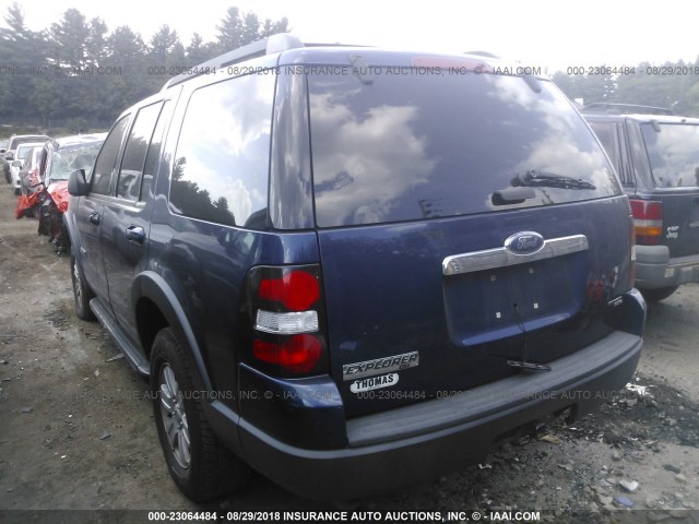 1FMEU73E57UB33457 - 2007 FORD EXPLORER XLT BLUE photo 3