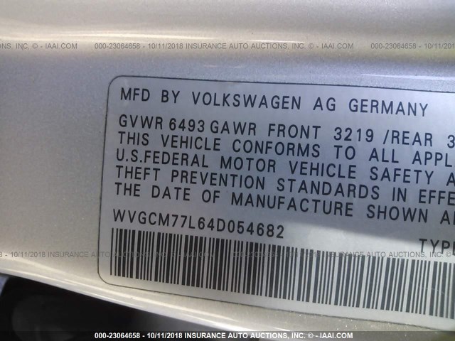 WVGCM77L64D054682 - 2004 VOLKSWAGEN TOUAREG 4.2 银色 照片 9