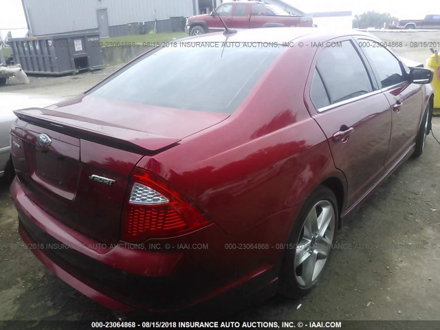 3FAHP0KC6BR183659 - 2011 FORD FUSION SPORT BURGUNDY photo 4