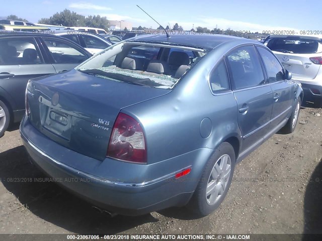 WVWUK63B82P309348 - 2002 VOLKSWAGEN PASSAT W8 4MOTION BLUE photo 4