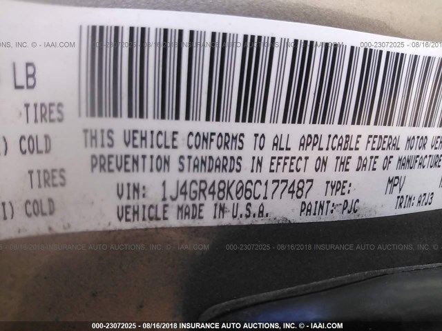1J4GR48K06C177487 - 2006 JEEP GRAND CHEROKEE LAREDO/COLUMBIA/FREEDOM 棕色 照片 9