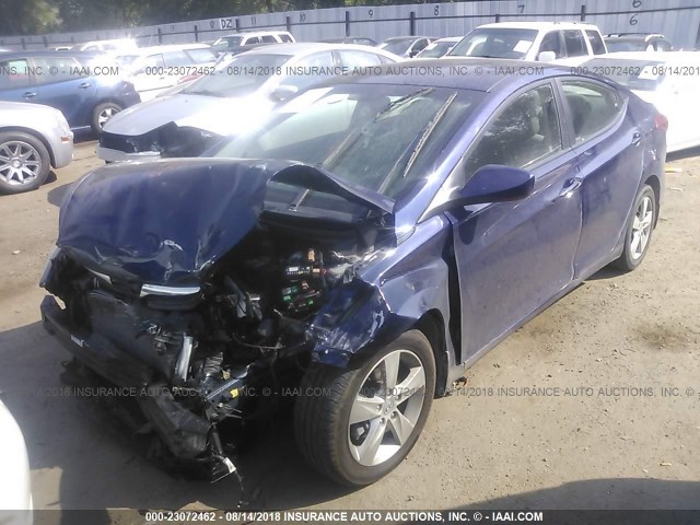 5NPDH4AE0DH151571 - 2013 HYUNDAI ELANTRA GLS/LIMITED BLUE photo 2