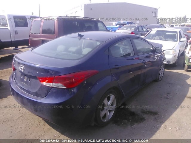 5NPDH4AE0DH151571 - 2013 HYUNDAI ELANTRA GLS/LIMITED BLUE photo 4