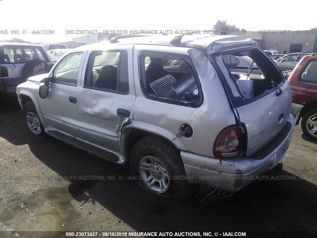 1D4HS48N43F630418 - 2003 DODGE DURANGO SLT SILVER photo 3