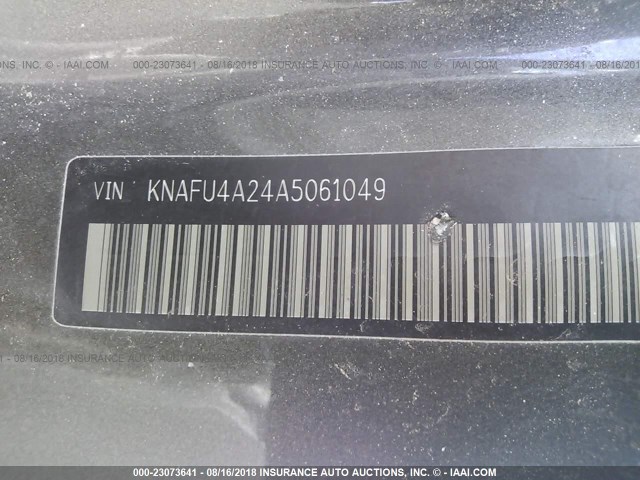 KNAFU4A24A5061049 - 2010 KIA FORTE EX GRAY photo 9