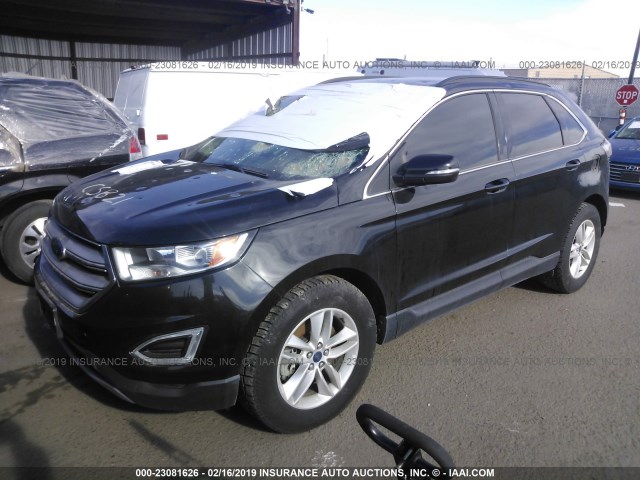 2FMTK4J92FBB50156 - 2015 FORD EDGE SEL BLACK photo 2