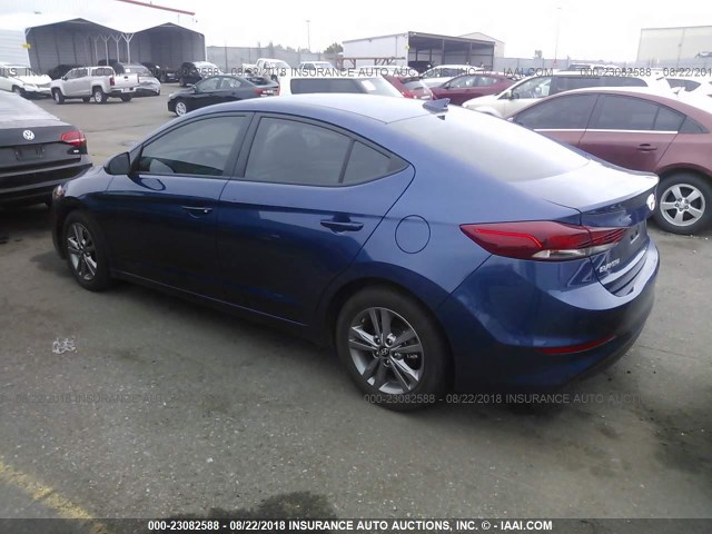 5NPD84LFXJH221420 - 2018 HYUNDAI ELANTRA SEL/VALUE/LIMITED BLUE photo 3