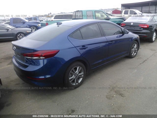 5NPD84LFXJH221420 - 2018 HYUNDAI ELANTRA SEL/VALUE/LIMITED BLUE photo 4