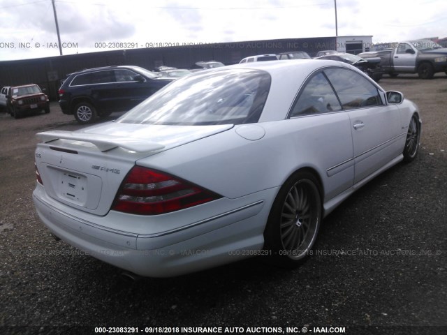 WDBPJ75J61A018194 - 2001 MERCEDES-BENZ CL 500 WHITE photo 4