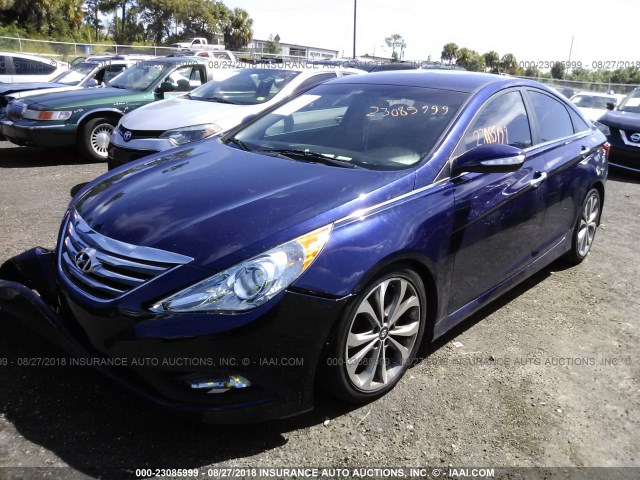 5NPEC4AB5EH852679 - 2014 HYUNDAI SONATA Dark Blue photo 2