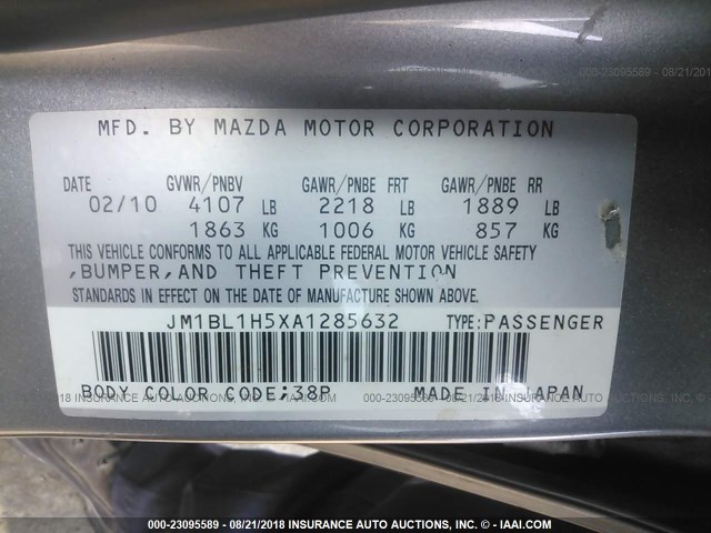 JM1BL1H5XA1285632 - 2010 MAZDA 3 S 灰色 照片 9