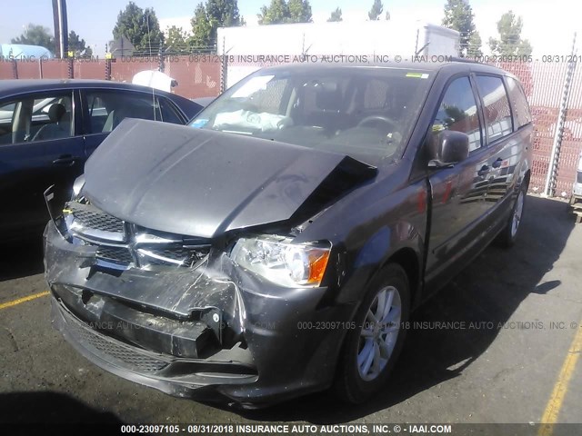 2C4RDGCG8GR179286 - 2016 DODGE GRAND CARAVAN SXT GRAY photo 2