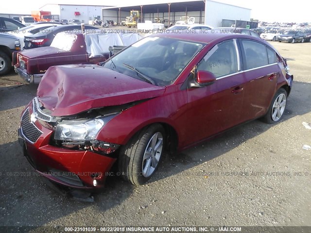 1G1PE5SB5E7120332 - 2014 CHEVROLET CRUZE LT RED photo 2