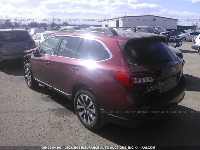 4S4BSENC2G3348857 - 2016 SUBARU OUTBACK 3.6R LIMITED RED photo 3