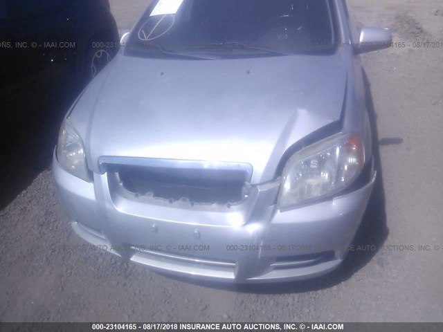 KL1TD56657B167535 - 2007 CHEVROLET AVEO LS SILVER photo 6