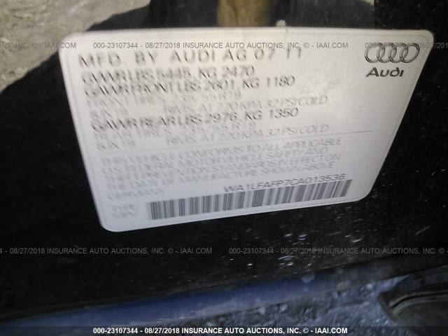 WA1LFAFP7CA013536 - 2012 AUDI Q5 PREMIUM PLUS BLACK photo 9