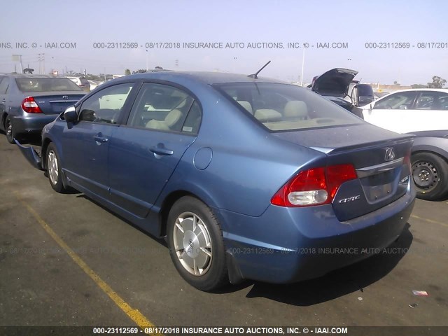 JHMFA3F25AS002087 - 2010 HONDA CIVIC HYBRID BLUE photo 3