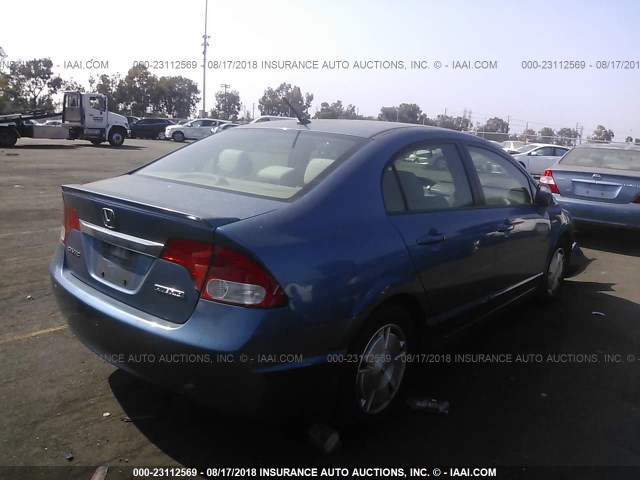 JHMFA3F25AS002087 - 2010 HONDA CIVIC HYBRID BLUE photo 4