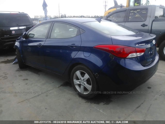 KMHDH4AE4DU488942 - 2013 HYUNDAI ELANTRA GLS/LIMITED BLUE photo 3