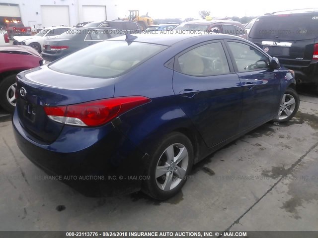 KMHDH4AE4DU488942 - 2013 HYUNDAI ELANTRA GLS/LIMITED BLUE photo 4