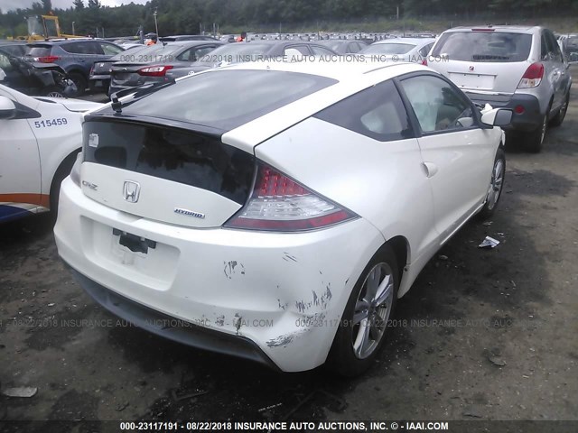 JHMZF1D49BS009617 - 2011 HONDA CR-Z WHITE photo 4