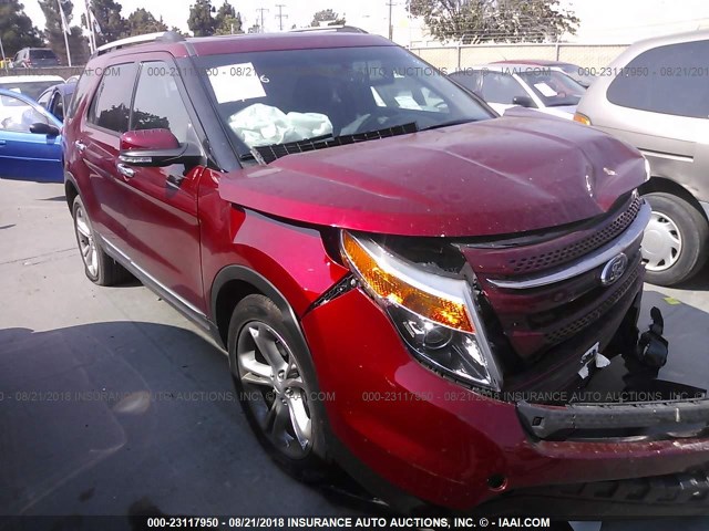 1FM5K8F8XDGA02049 - 2013 FORD EXPLORER LIMITED RED photo 1
