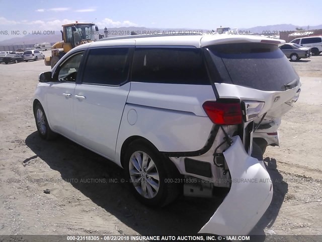 KNDMC5C15F6048156 - 2015 KIA SEDONA EX/SX WHITE photo 3