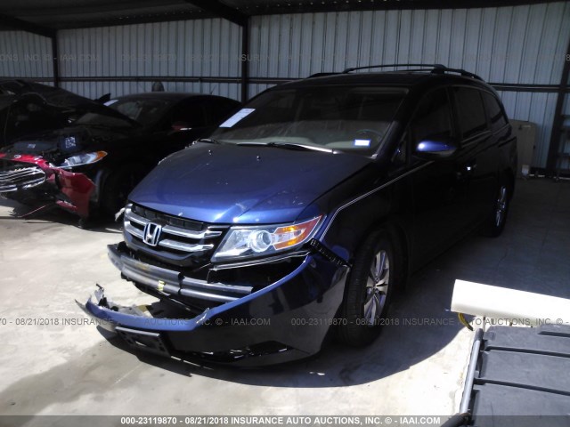 5FNRL5H68EB015276 - 2014 HONDA ODYSSEY EXL BLUE photo 2