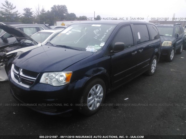 2C4RDGBG3FR570250 - 2015 DODGE GRAND CARAVAN SE BLUE photo 2