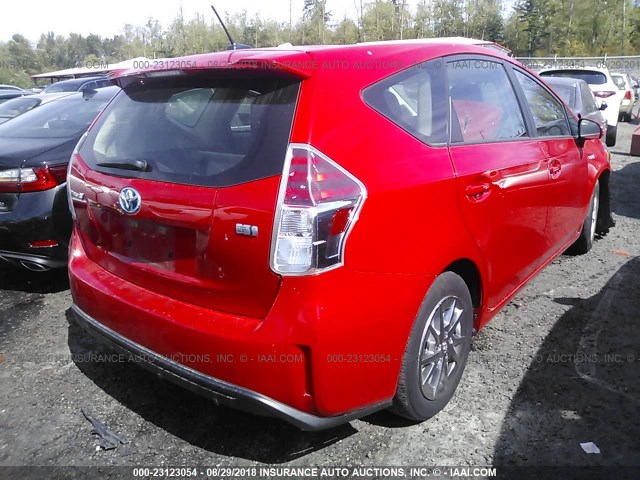 JTDZN3EU4FJ032278 - 2015 TOYOTA PRIUS V RED photo 4