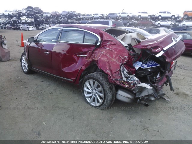 1G4GB5G30EF102209 - 2014 BUICK LACROSSE RED photo 3