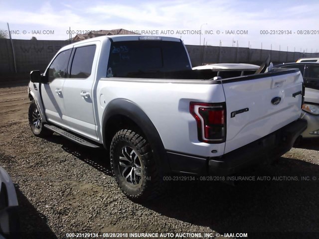 1FTFW1RG5HFA85960 - 2017 FORD F150 RAPTOR WHITE photo 3