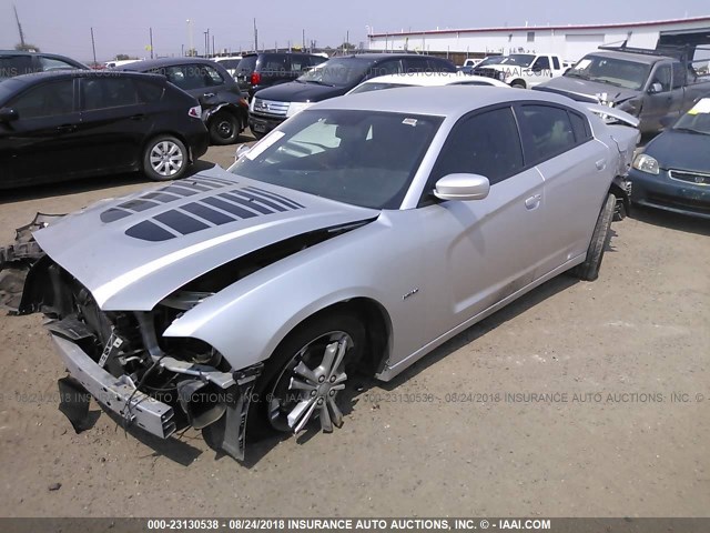 2C3CDXDT9CH188052 - 2012 DODGE CHARGER R/T SILVER photo 2