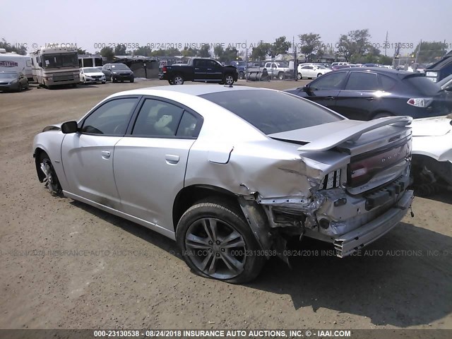 2C3CDXDT9CH188052 - 2012 DODGE CHARGER R/T SILVER photo 3