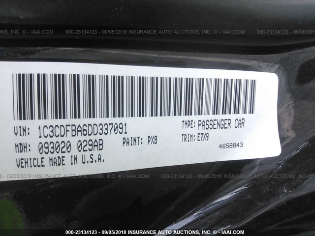 1C3CDFBA6DD337091 - 2013 DODGE DART SXT BLACK photo 9