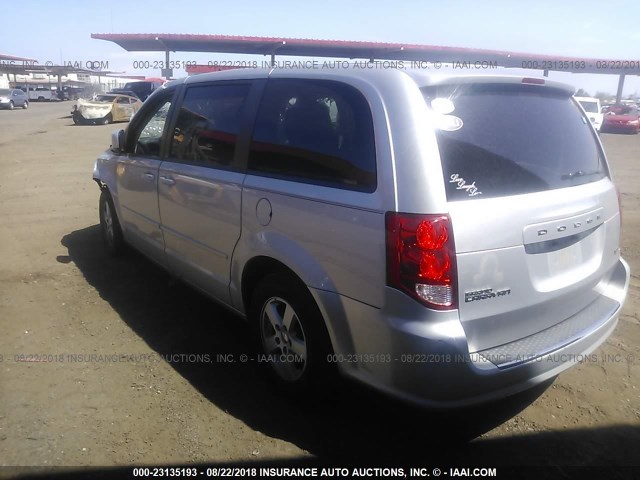 2C4RDGCG9CR275454 - 2012 DODGE GRAND CARAVAN SXT SILVER photo 3