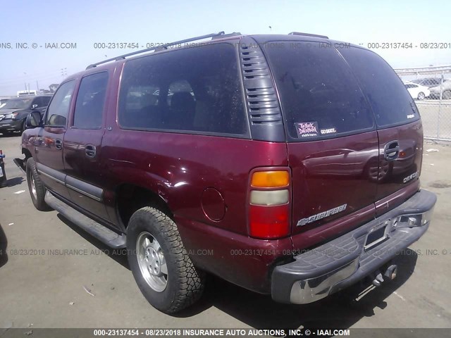 1GNEC16T51J288914 - 2001 CHEVROLET SUBURBAN C1500 BURGUNDY photo 3