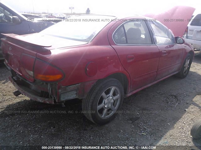 1G3NF52E6YC342654 - 2000 OLDSMOBILE ALERO GLS RED photo 4