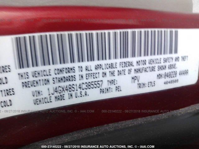 1J4GX48S14C385557 - 2004 JEEP GRAND CHEROKEE LAREDO/COLUMBIA/FREEDOM 红色 照片 9